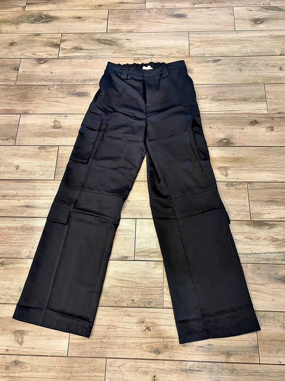 Urban Daizy Wide Leg Cargo Pants in Black Size Large